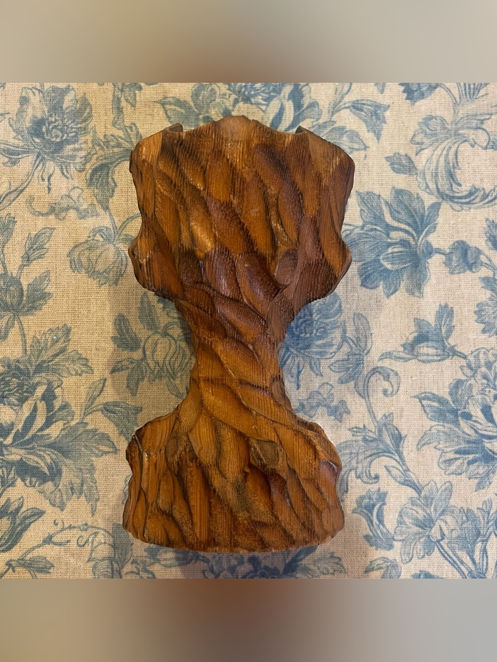 VTG MCM Brutalist Hand Carved Wooden Candlestick Holder Abstract Sculpture 1970s